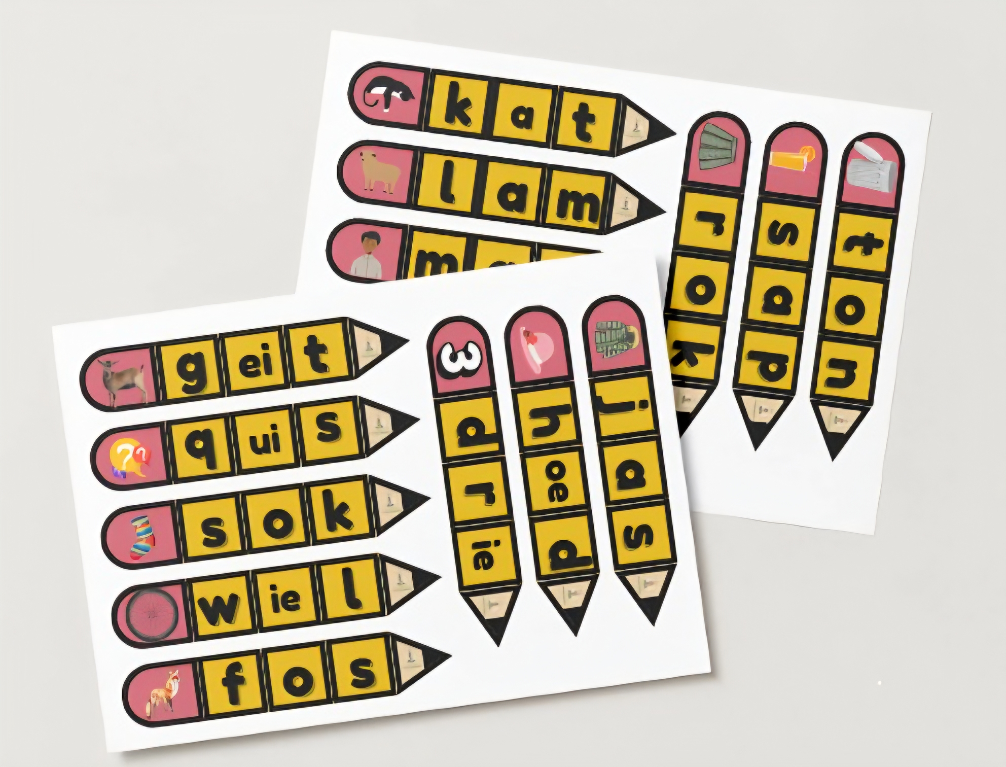 Woordjes Vormen – Potloden Puzzelkaarten